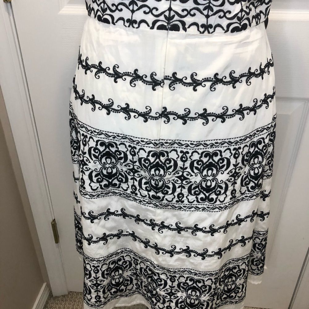 WHBM black white strapless belt sash dress size 6 - Picture 11 of 14